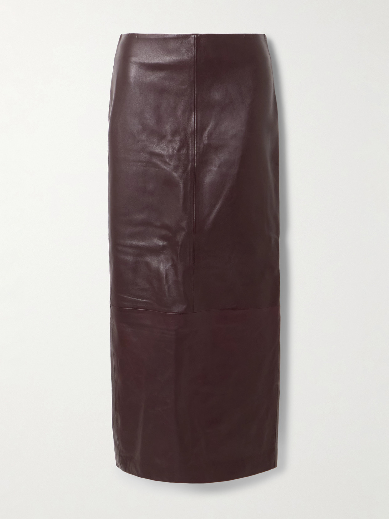 St Agni Paneled Leather Maxi Skirt In Burgundy