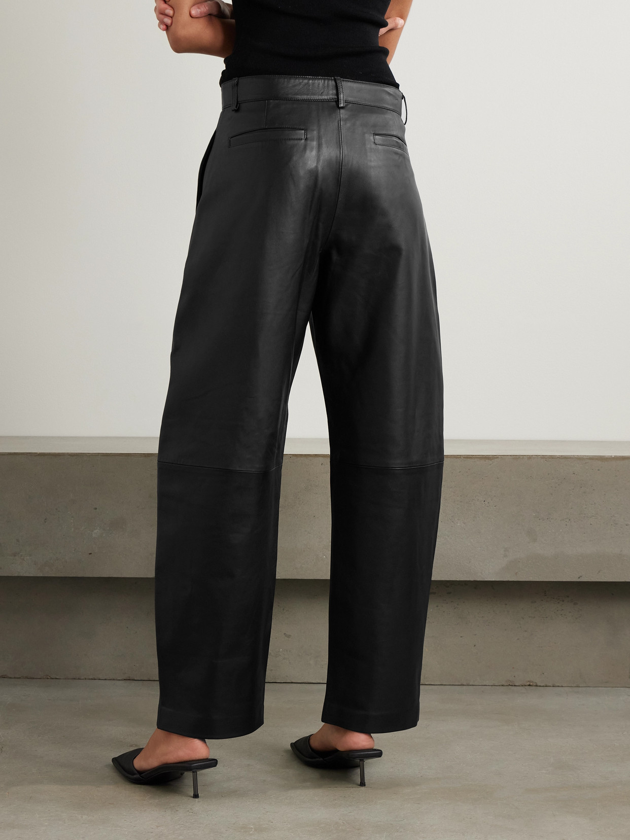 St Agni Leather Tapered Pants In Black