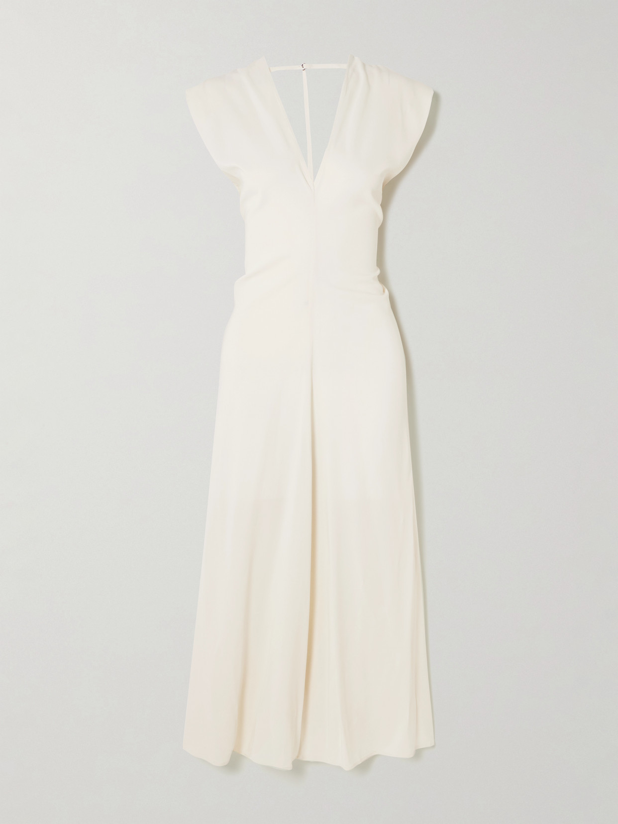 St Agni Draped Crepe Maxi Dress In Off-white