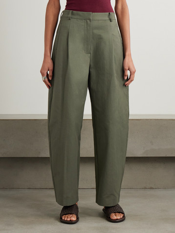 St. Agni Pleated cotton-blend tapered pants