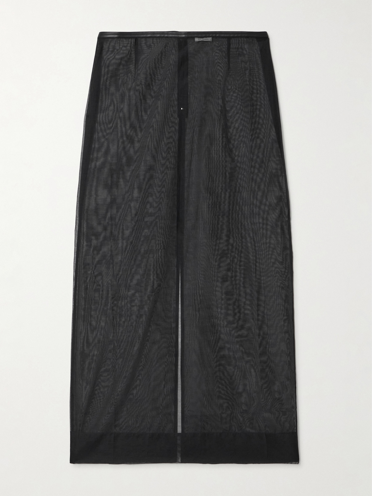 St Agni Leather-trimmed Organic Cotton-blend Tulle Maxi Skirt In Black
