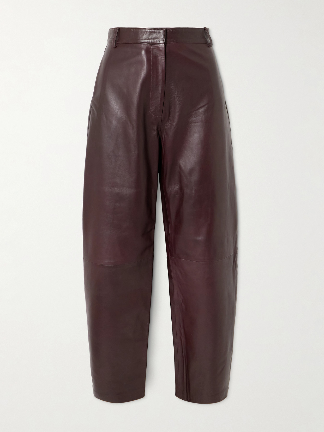 St Agni Leather Tapered Pants In Burgundy