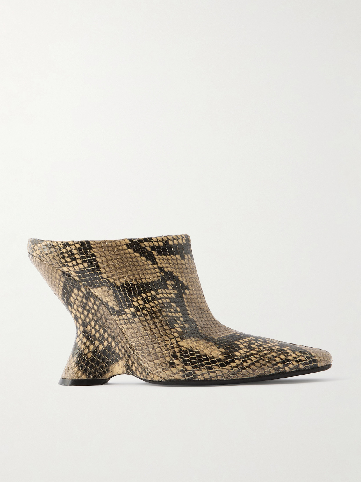 Dries Van Noten Snake-effect Leather Wedge Mules In Animal Print
