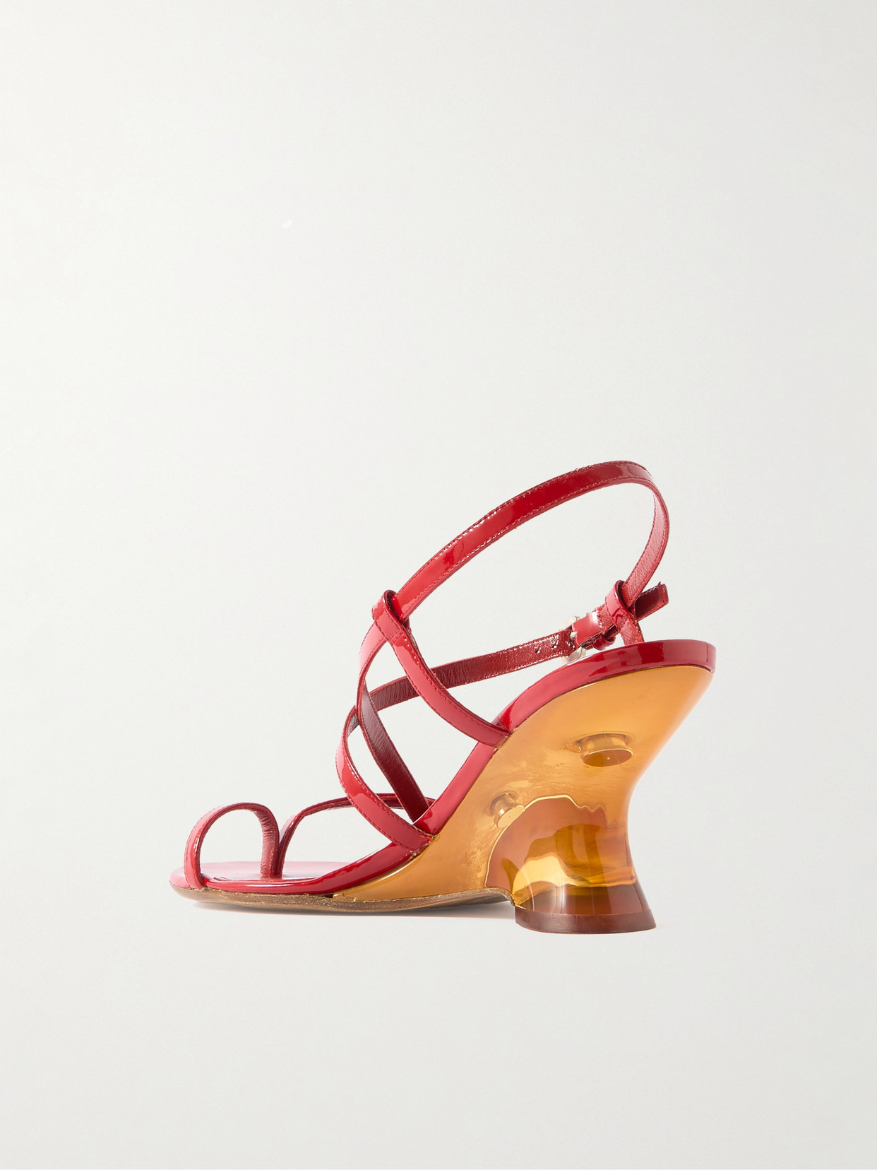 DRIES VAN NOTEN PATENT-LEATHER WEDGE SANDALS 