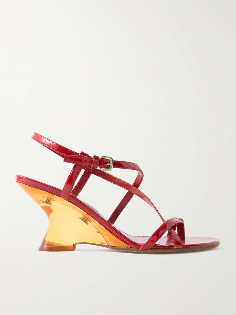 Dries Van Noten Patent-leather Wedge Sandals