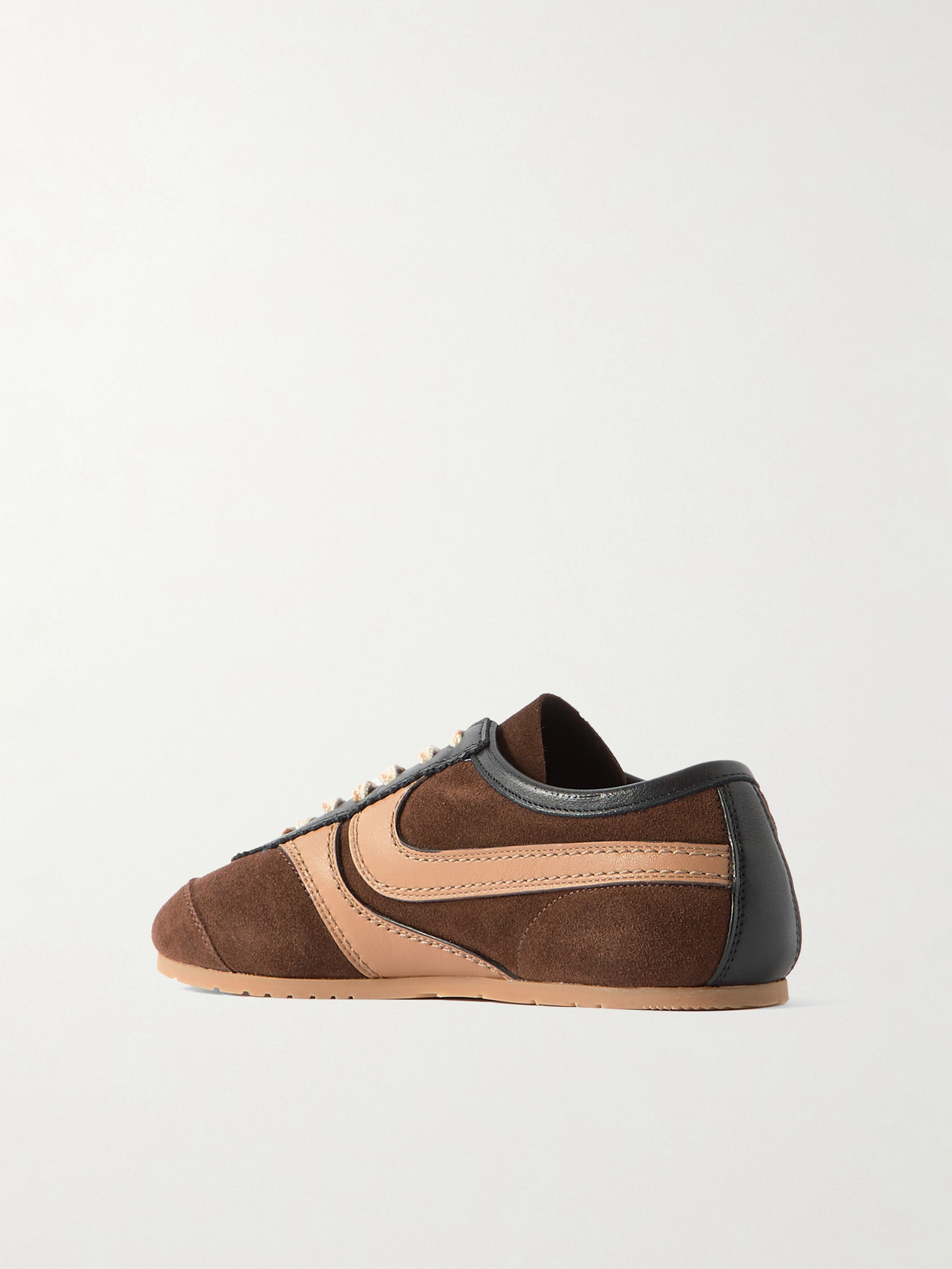 DRIES VAN NOTEN LEATHER-TRIMMED SUEDE SNEAKERS