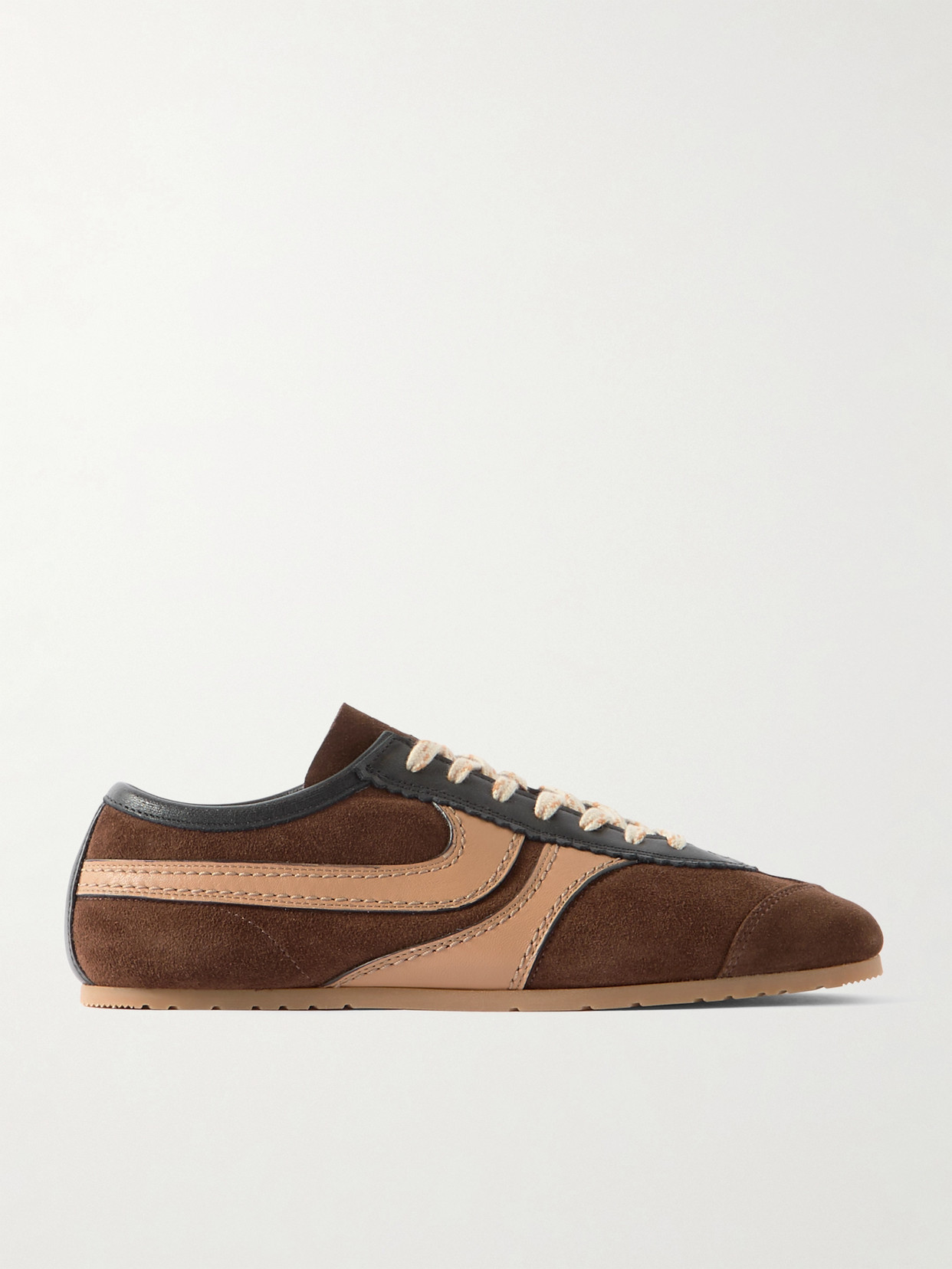 DRIES VAN NOTEN LEATHER-TRIMMED SUEDE SNEAKERS