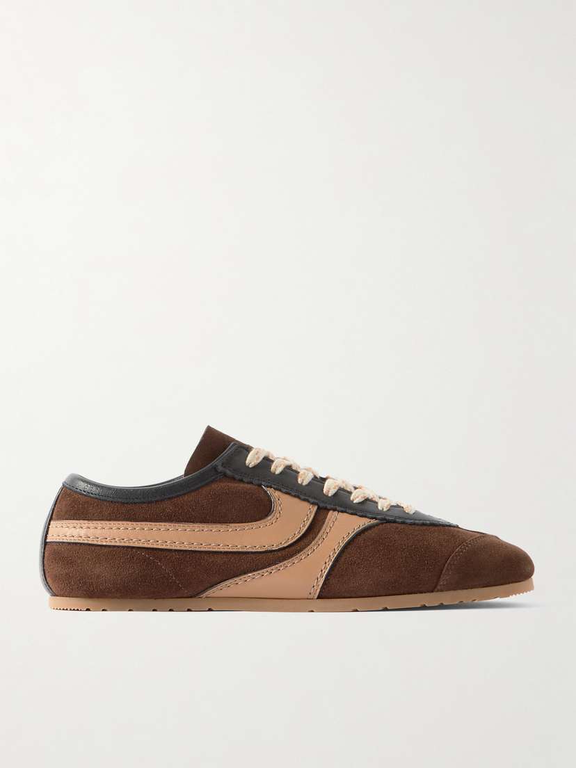 Dries Van Noten Leather-trimmed Suede Sneakers