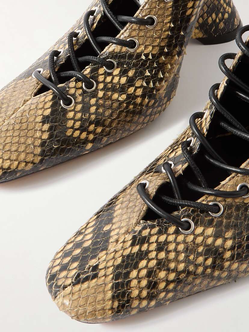 Dries Van Noten | Animal print | Lace-up Snake-effect Leather Wed