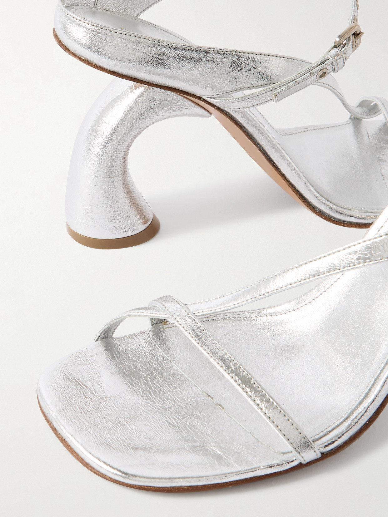 Shop Dries Van Noten Metallic Leather Mules In Silver
