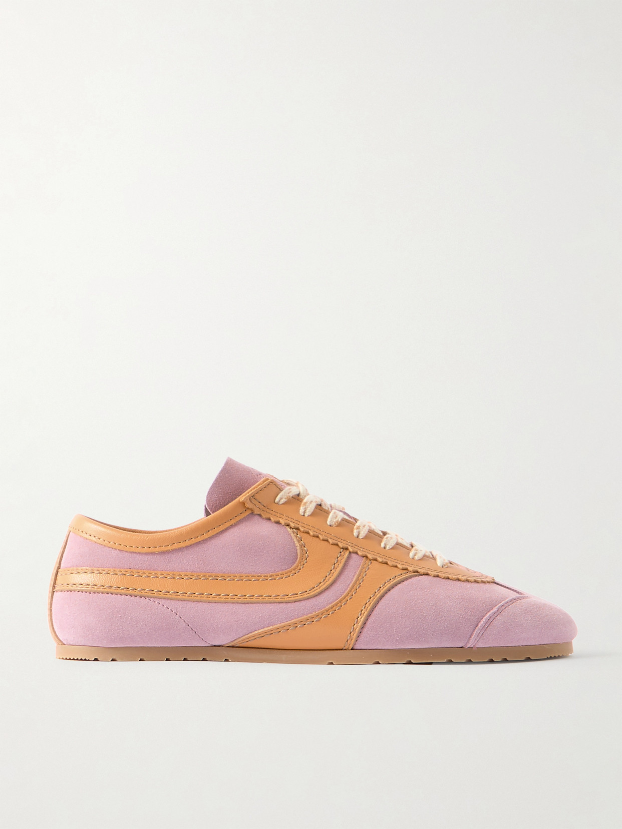 Dries Van Noten Leather-trimmed Suede Sneakers In Pink