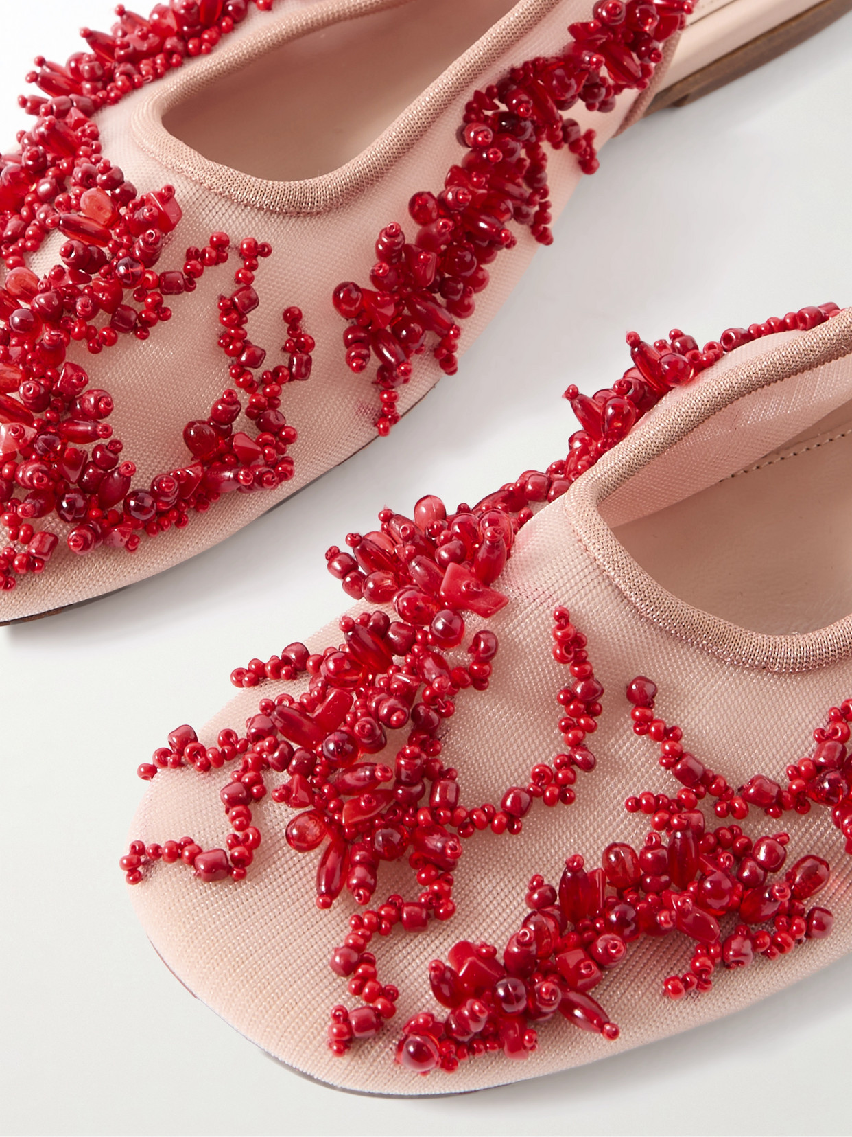 Dries Van Noten Beaded Mesh Slingback Flats