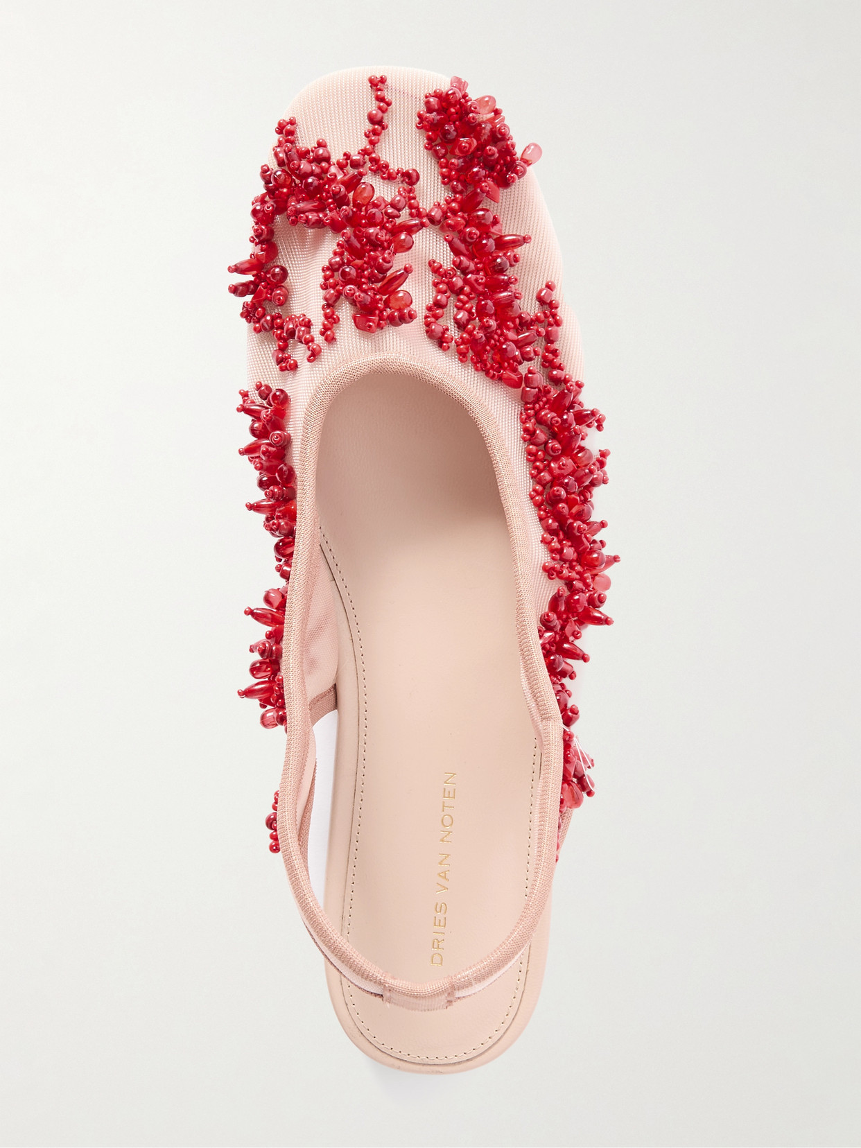 Dries Van Noten Beaded Mesh Slingback Flats