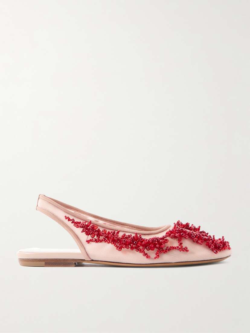 Dries Van Noten Beaded Mesh Slingback Flats
