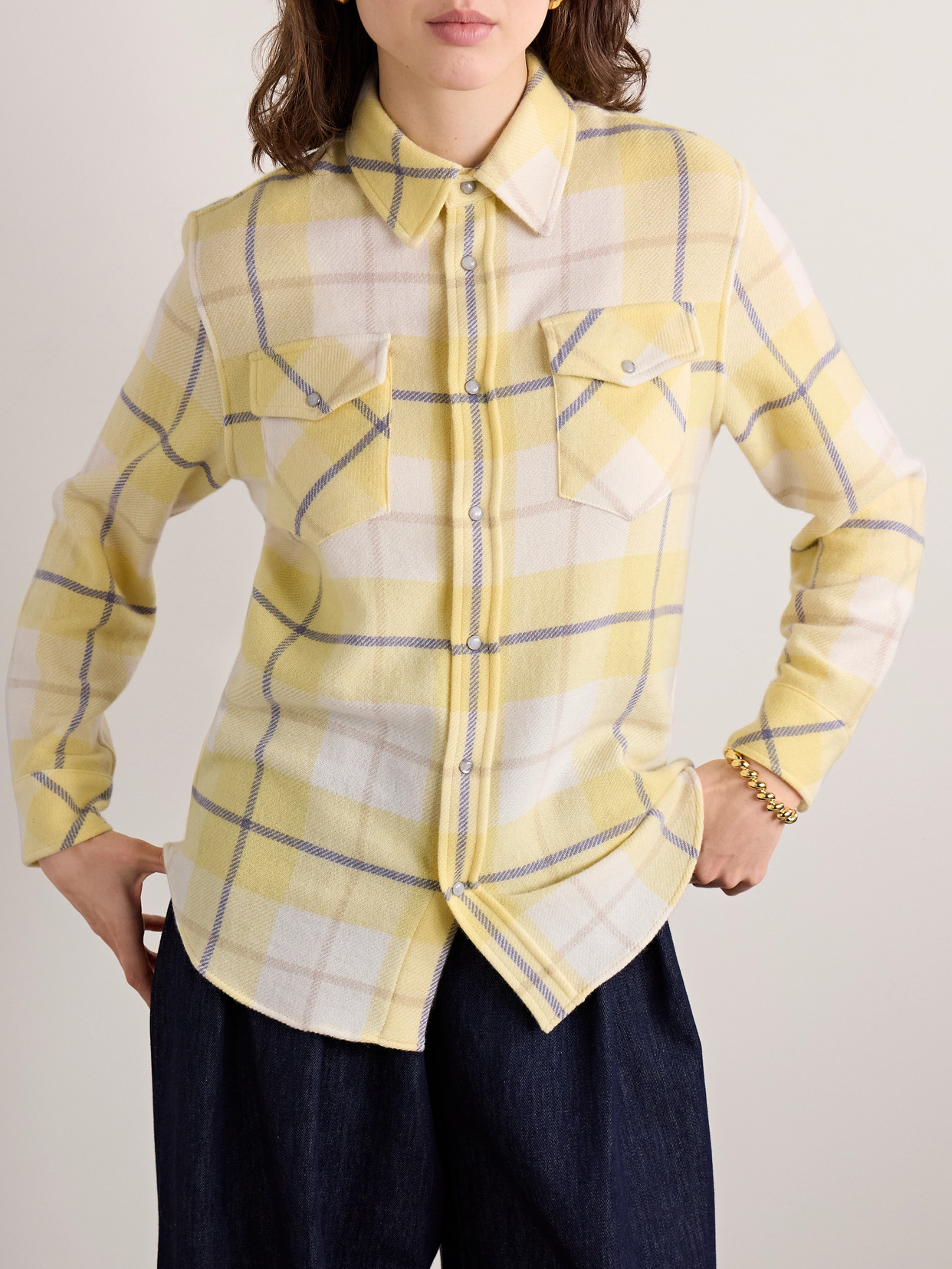 God's True Cashmere Dreamer Tartan Cashmere Flannel Shirt