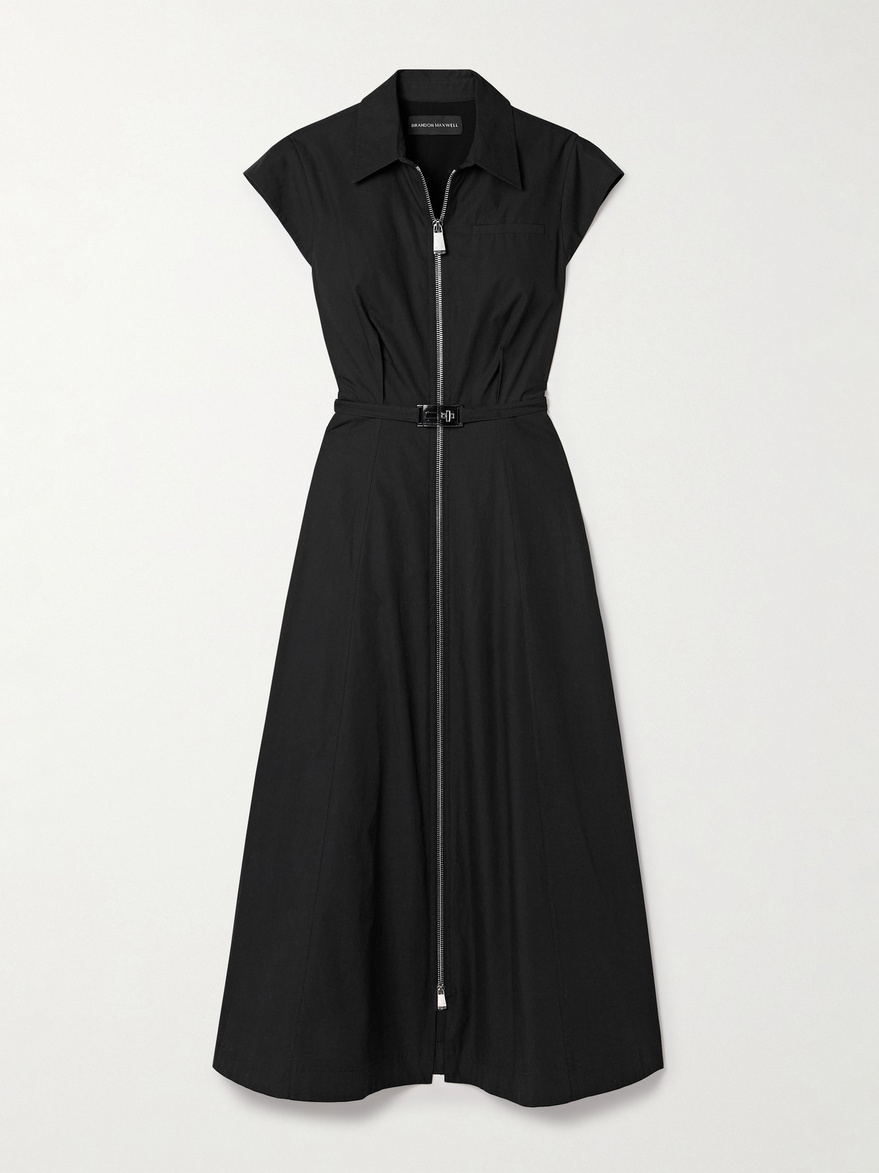 Brandon Maxwell The Jace Belted Cotton-poplin Midi Shirt Dress In Black