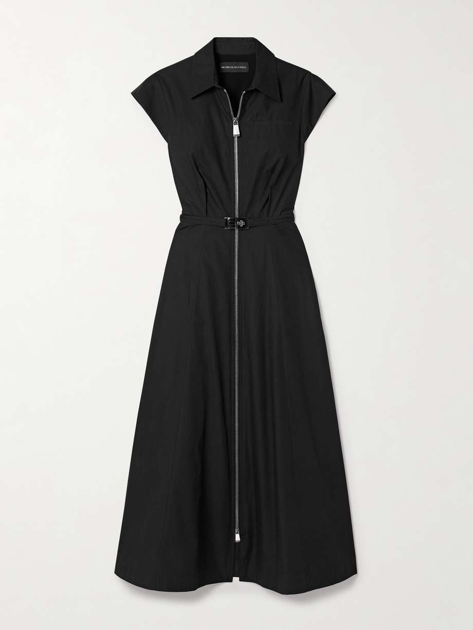 the jace belted cotton-poplin midi shirt dress