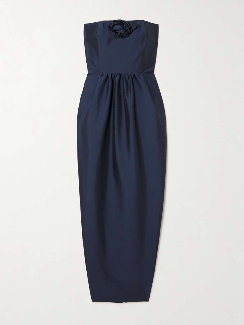 BERNADETTE Lena Strapless Appliquéd Taffeta Maxi Dress