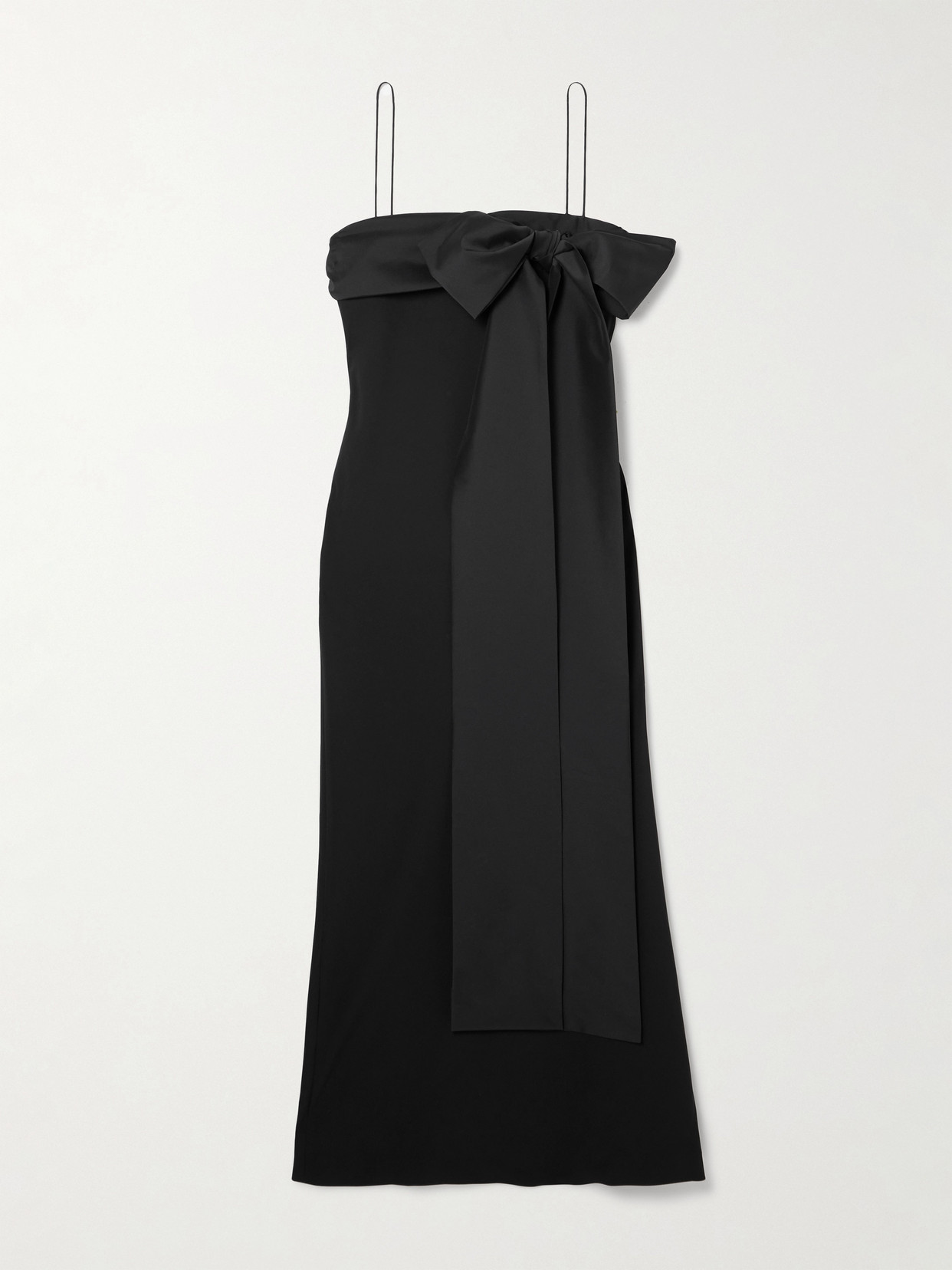 Bernadette Bart Bow-embellished Taffeta-trimmed Crepe De Chine Gown
