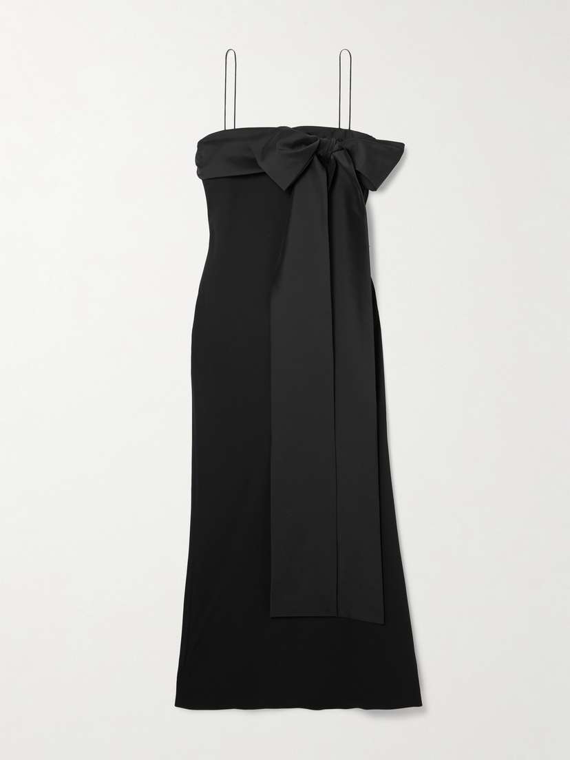 BERNADETTE Bart Bow-embellished Taffeta-trimmed Crepe De Chine Gown