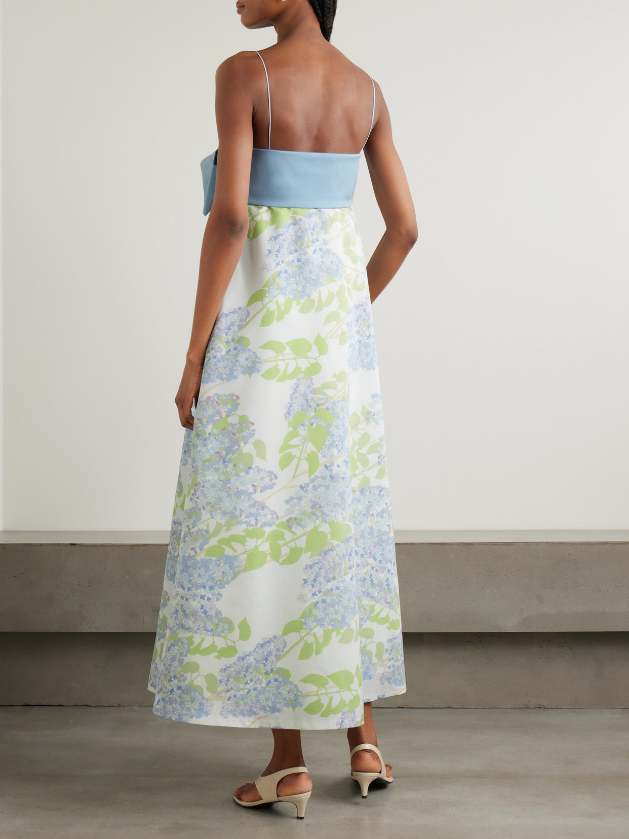 Bernadette Bailey Bow-embellished Floral-print Taffeta Gown