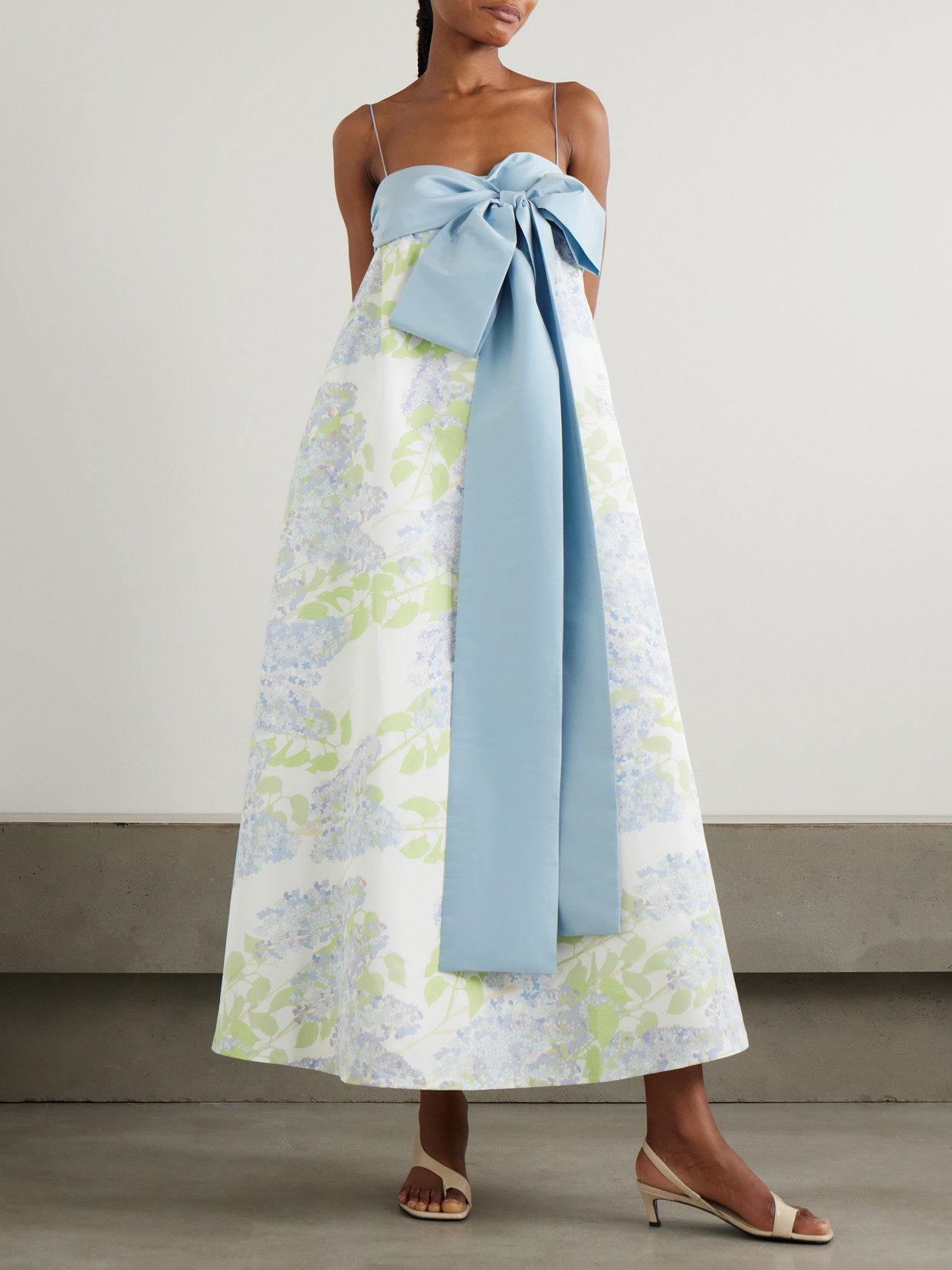 Bernadette Bailey Bow-embellished Floral-print Taffeta Gown