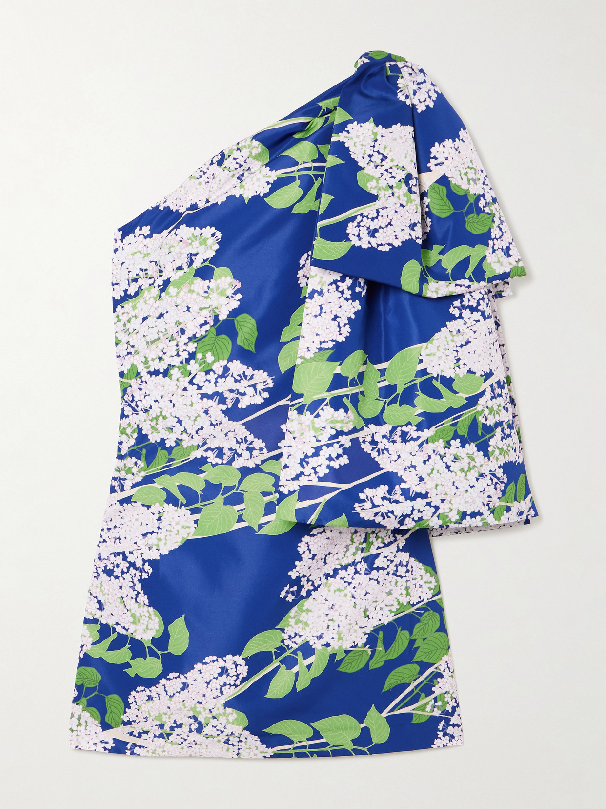 Bernadette Josselin One-shoulder Bow-embellished Floral-print Taffeta Mini Dress