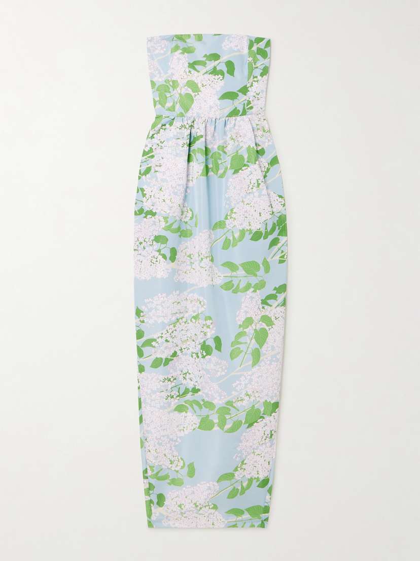 BERNADETTE Lena Strapless Floral-print Taffeta Gown