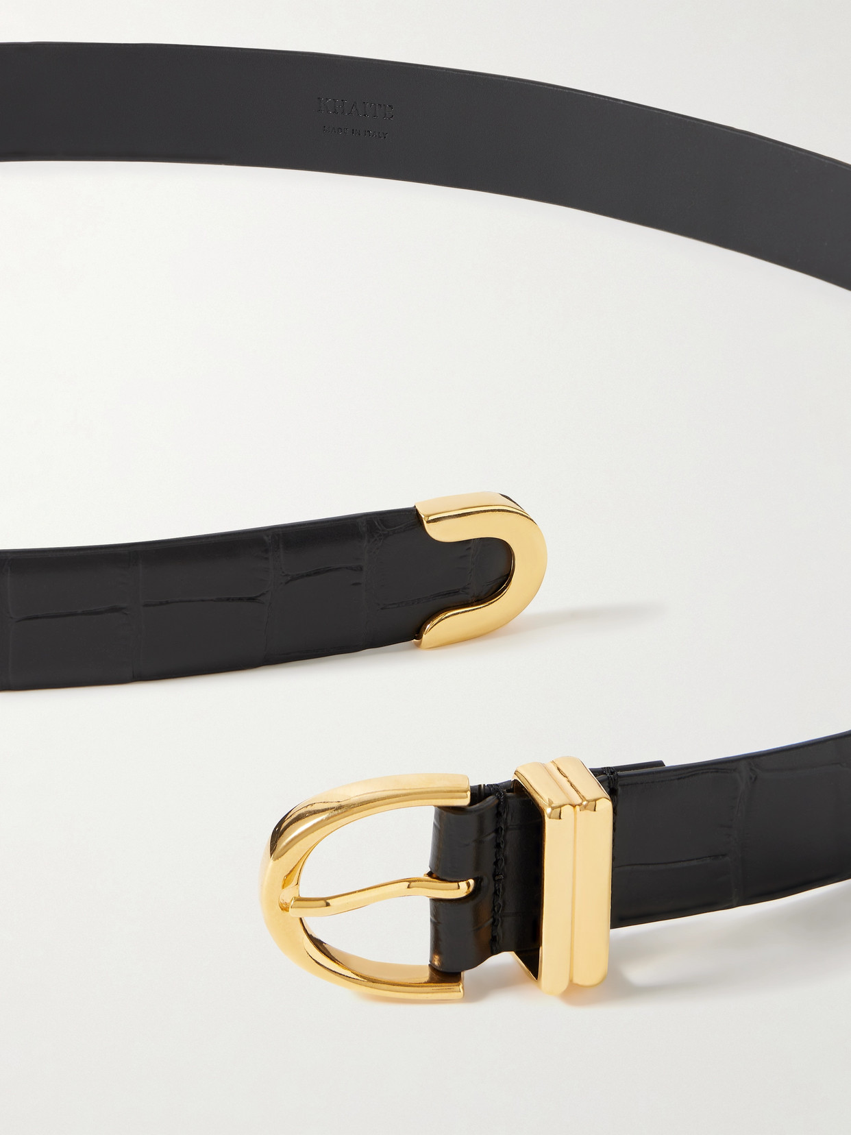 Khaite Bambi Croc-effect Leather Belt In Black