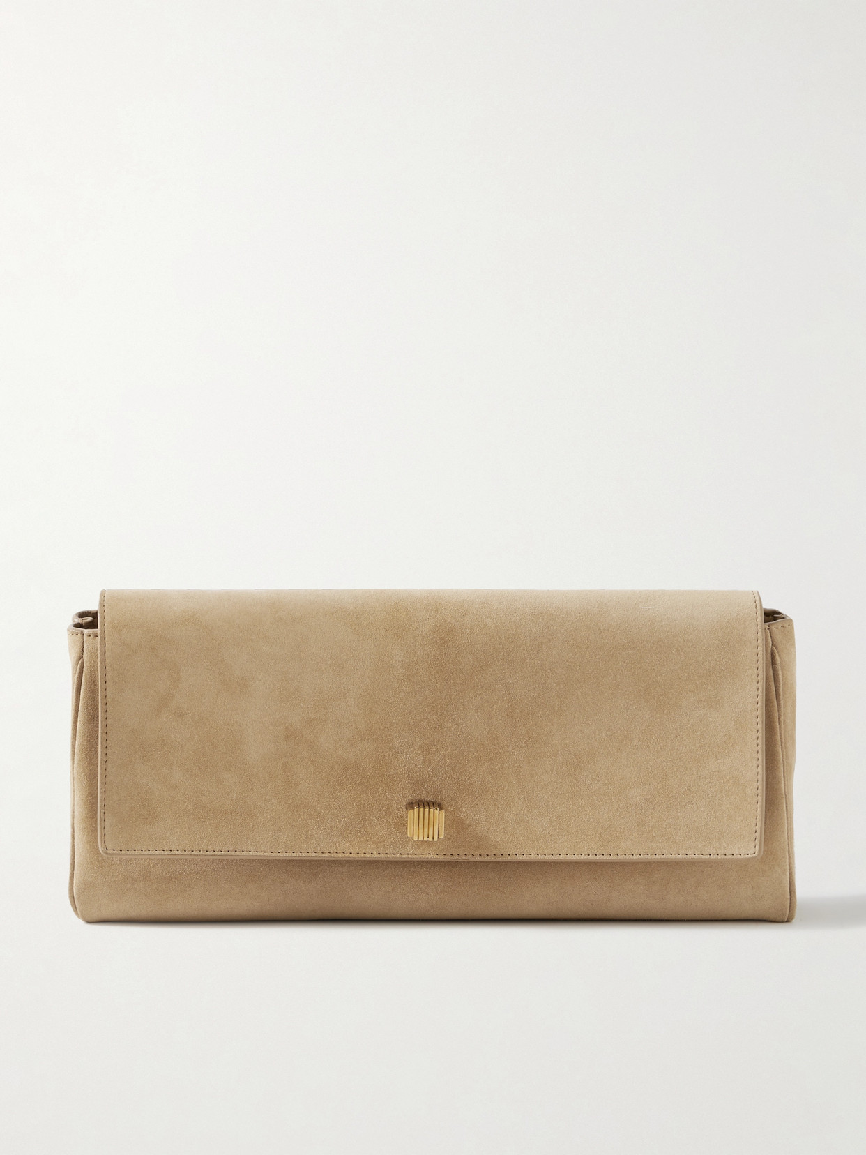 Khaite Audrey Velvet Clutch Bag In Beige