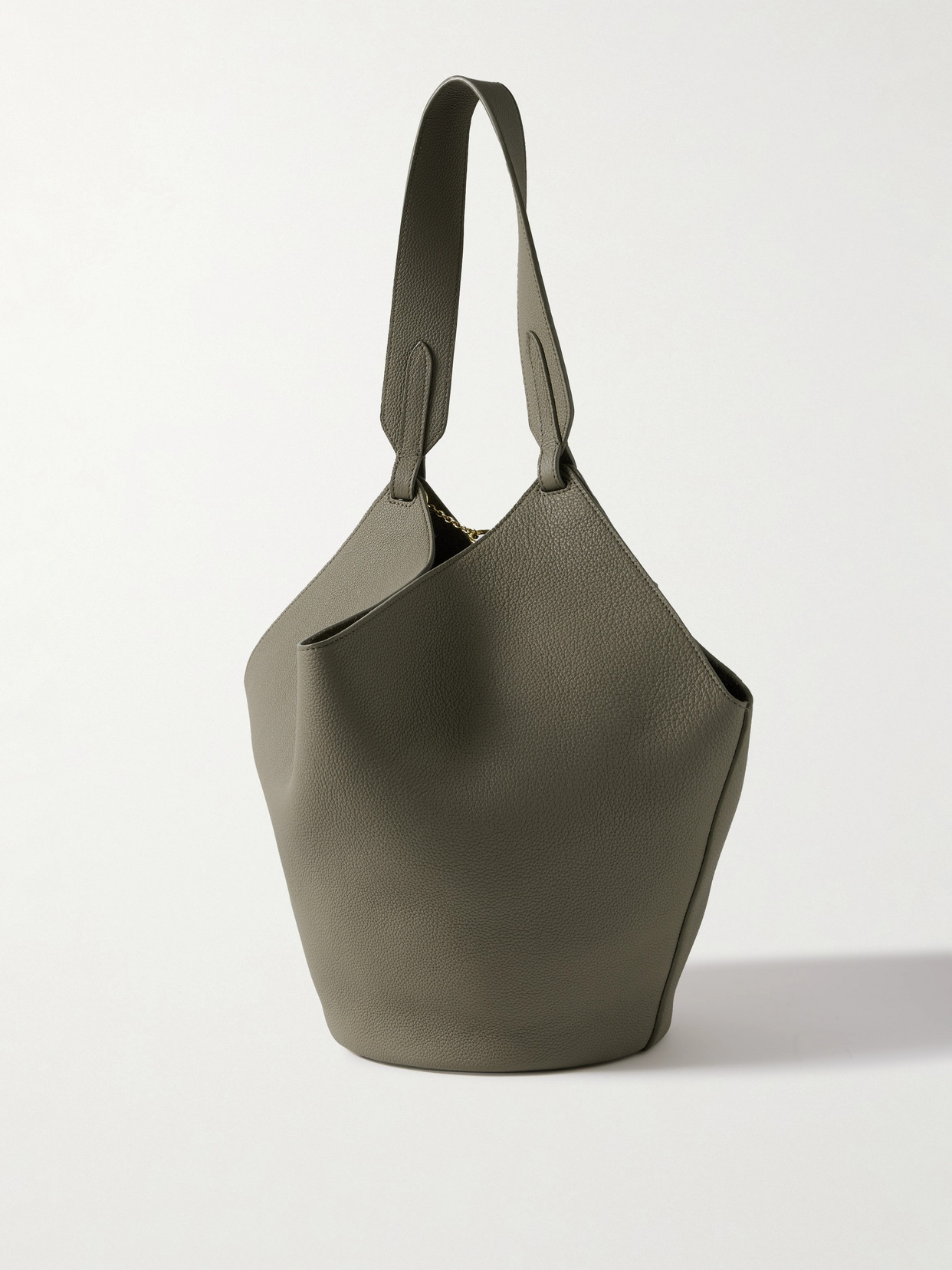 Khaite Lotus Small Textured-leather Tote In Green