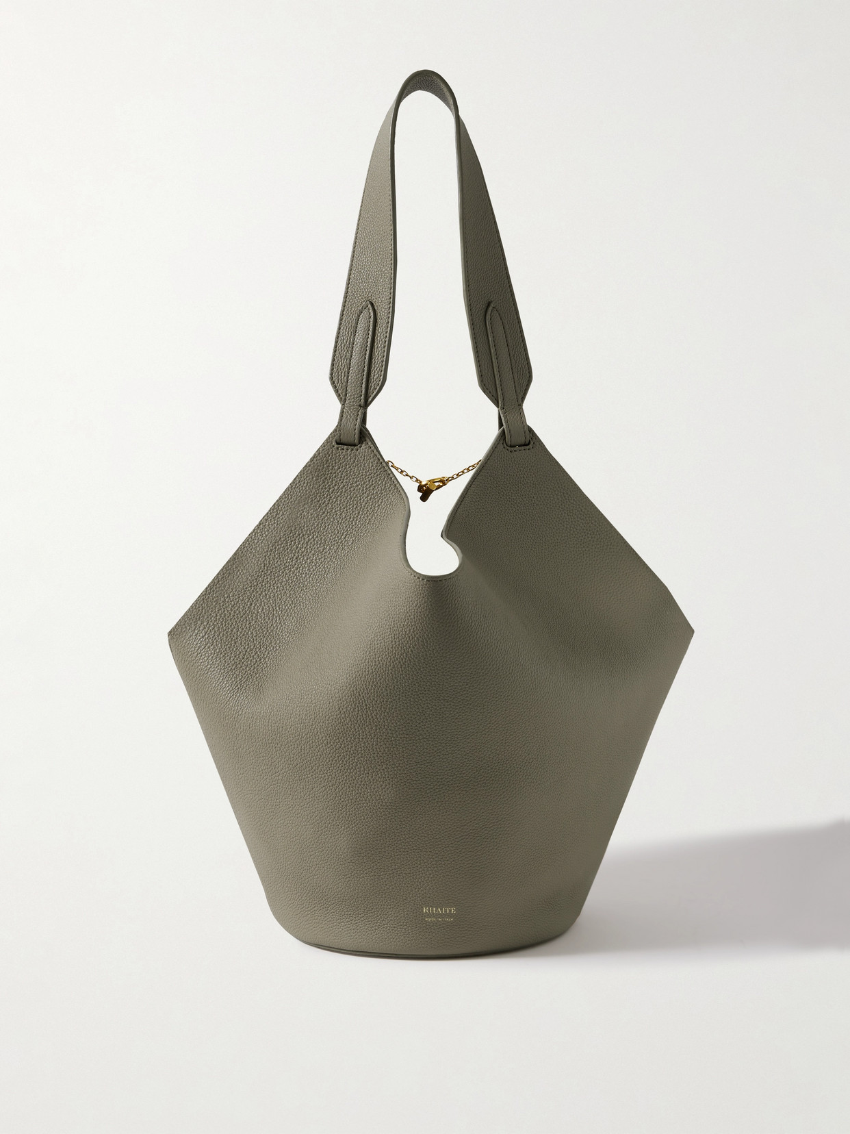 Khaite Lotus Small Textured-leather Tote In Green