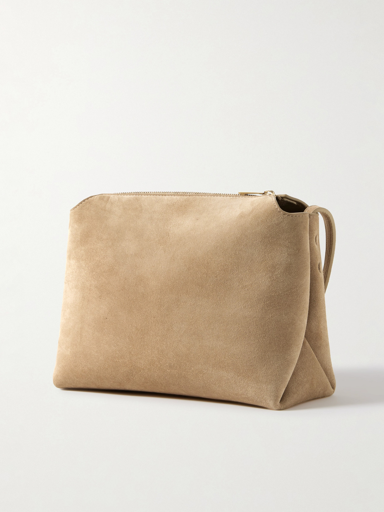 Khaite Lina Medium Suede Shoulder Bag In Neutrals