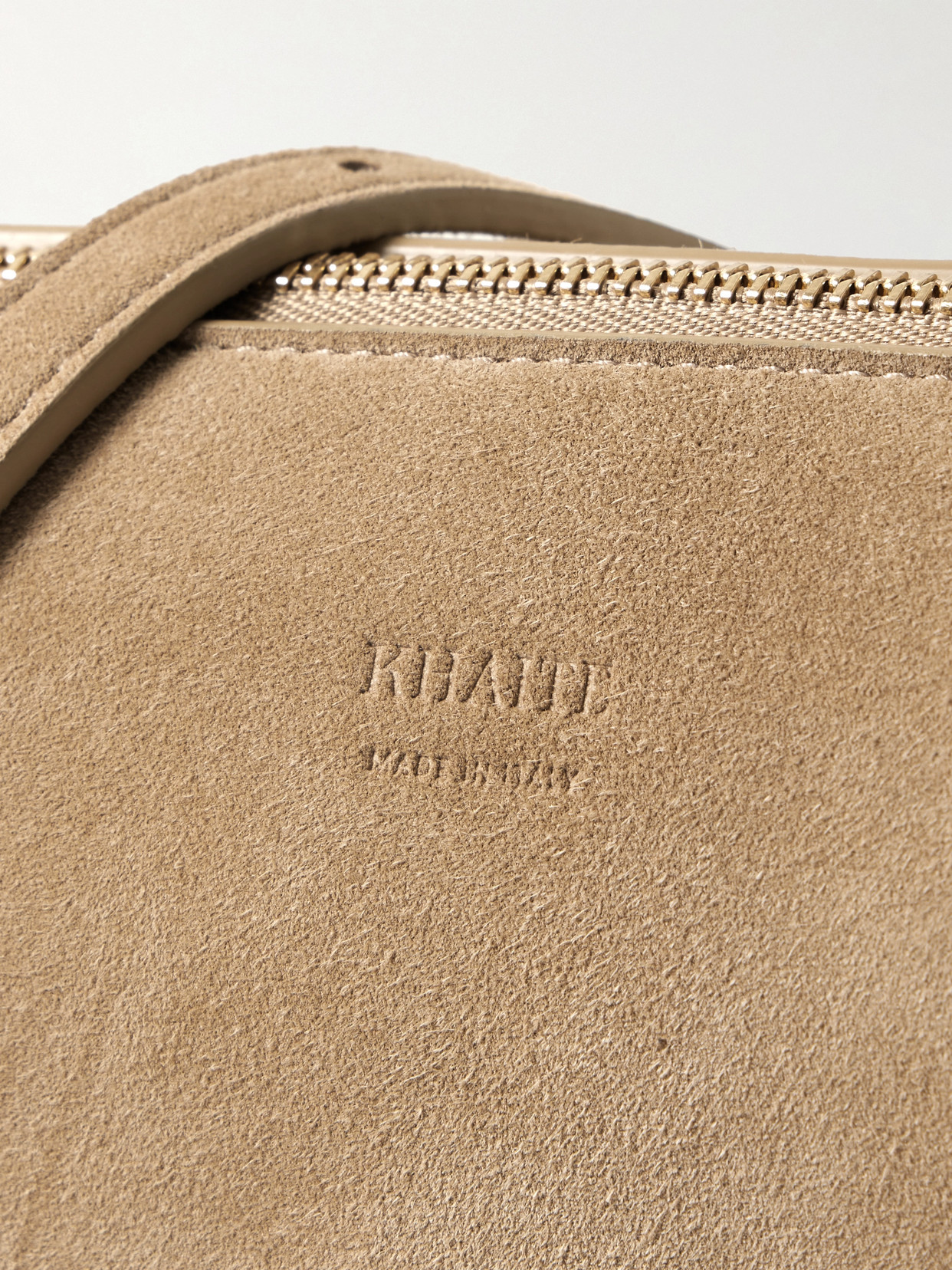 Khaite Lina Medium Suede Shoulder Bag In Neutrals