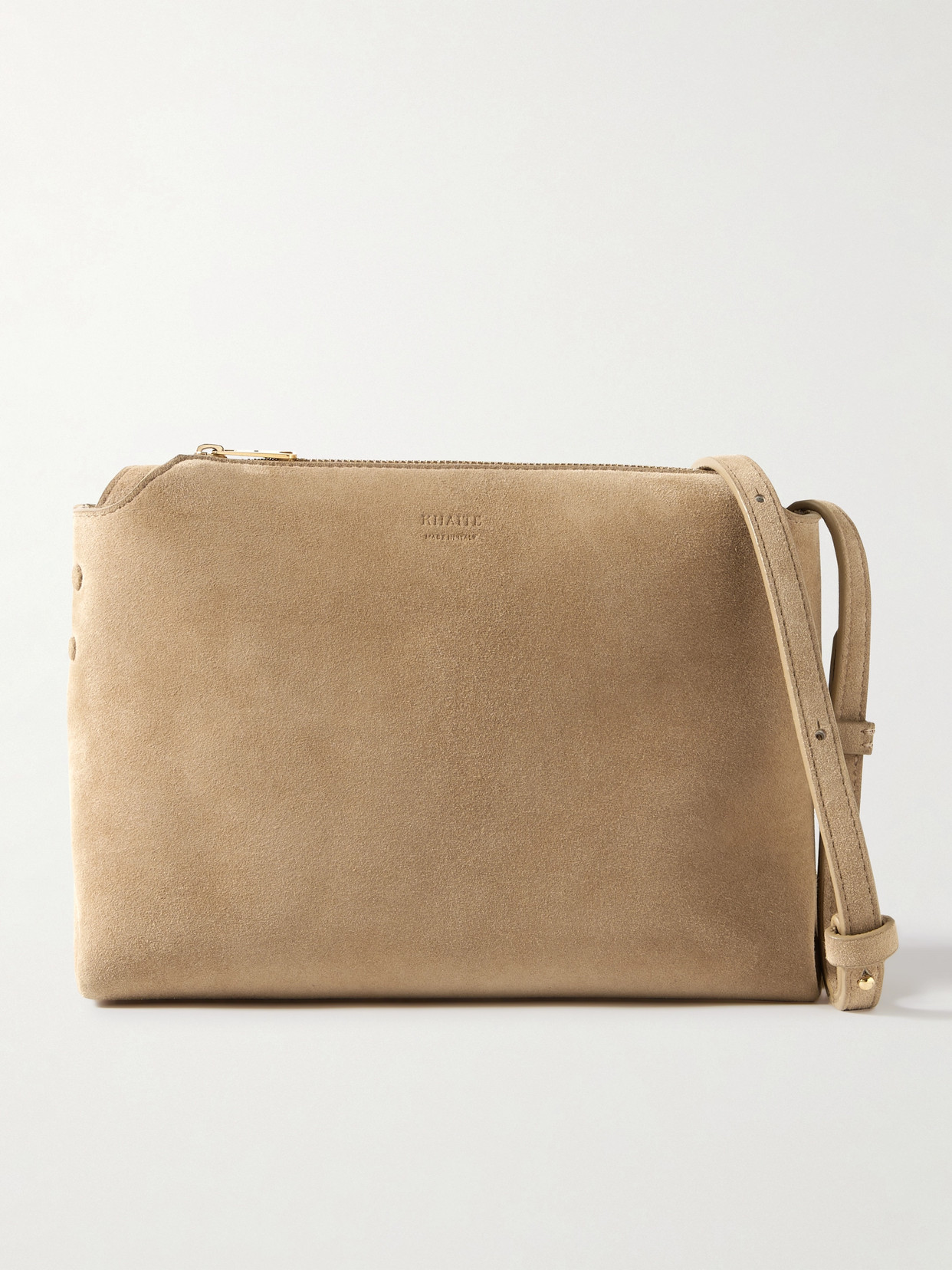 Khaite Lina Medium Suede Shoulder Bag In Neutrals