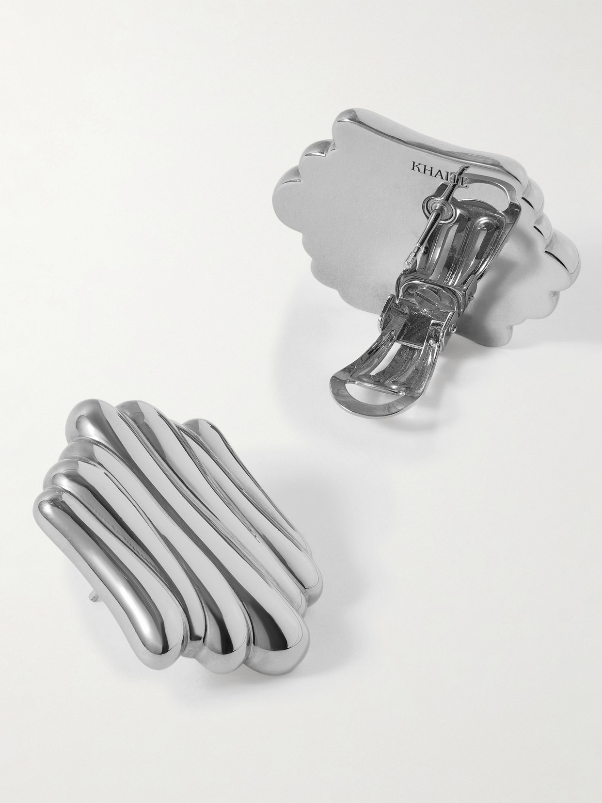 Khaite Crema Palladium Earrings In Silver