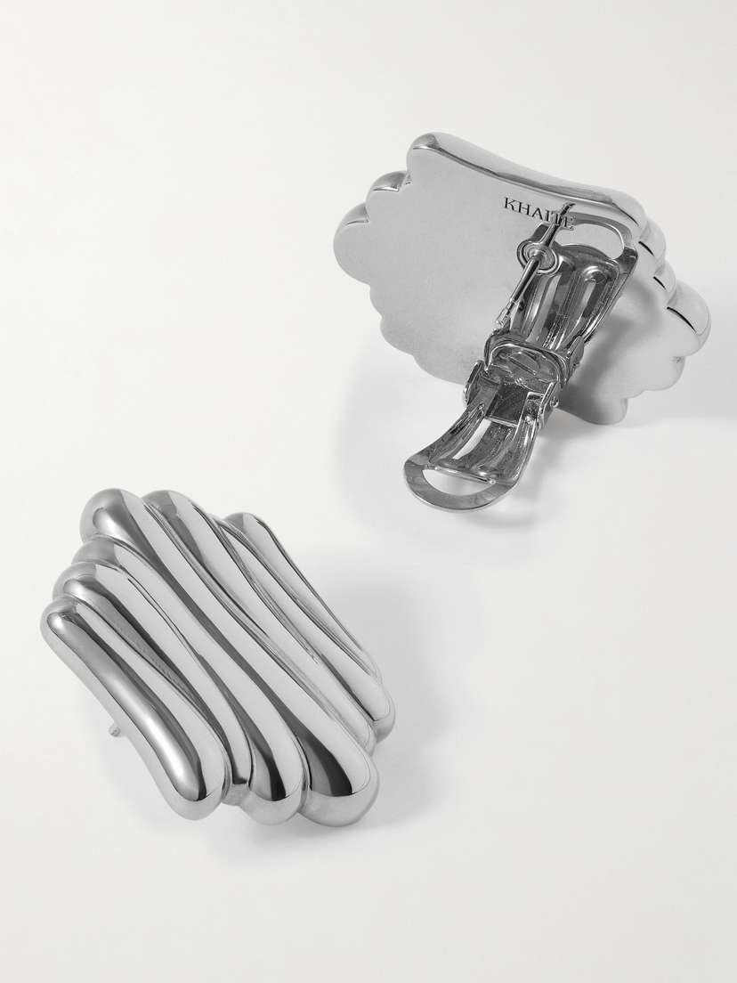 Khaite Crema Silver-plated Earrings - side view in Silver