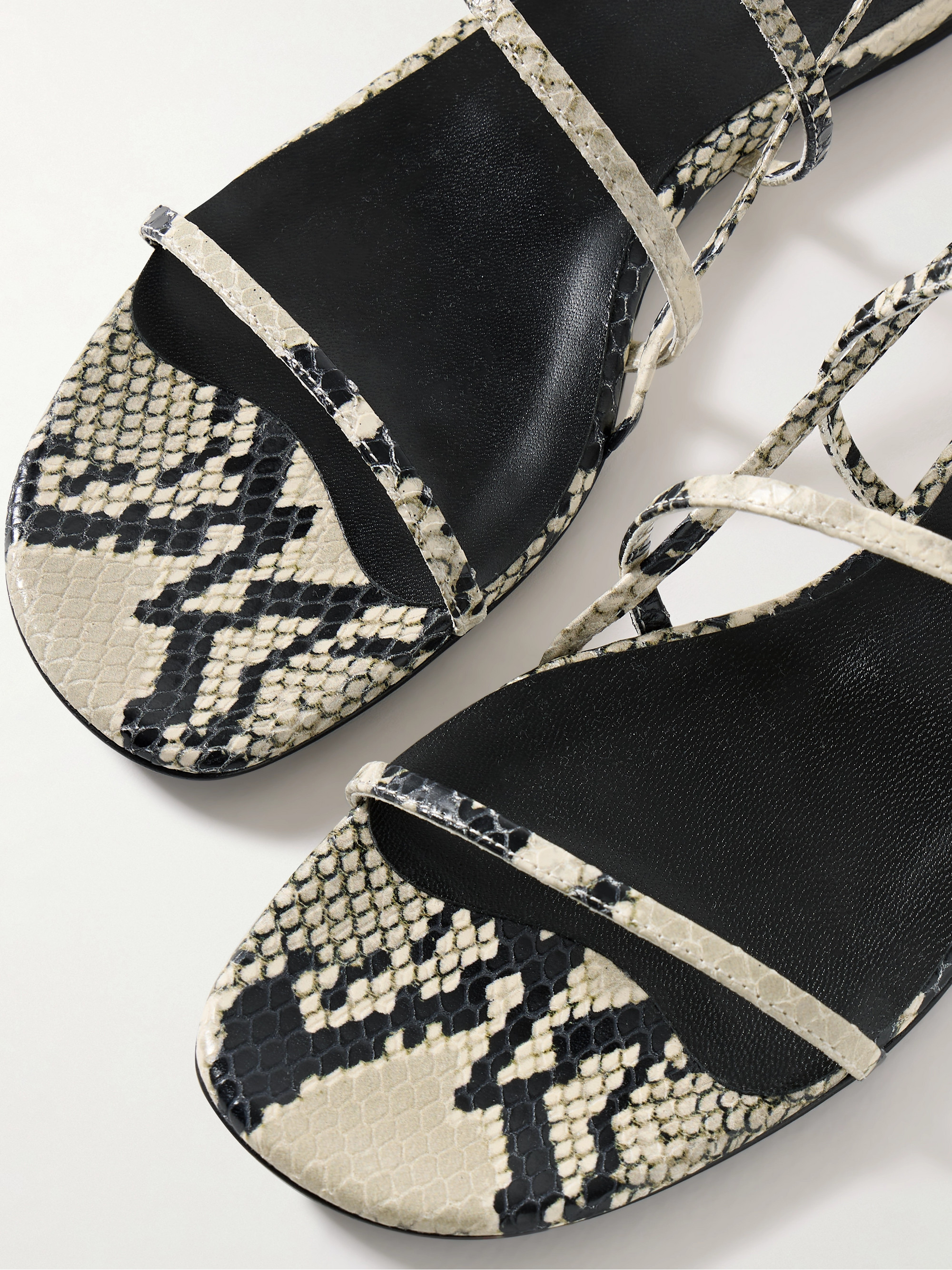 KHAITE Loop snake-effect leather sandals