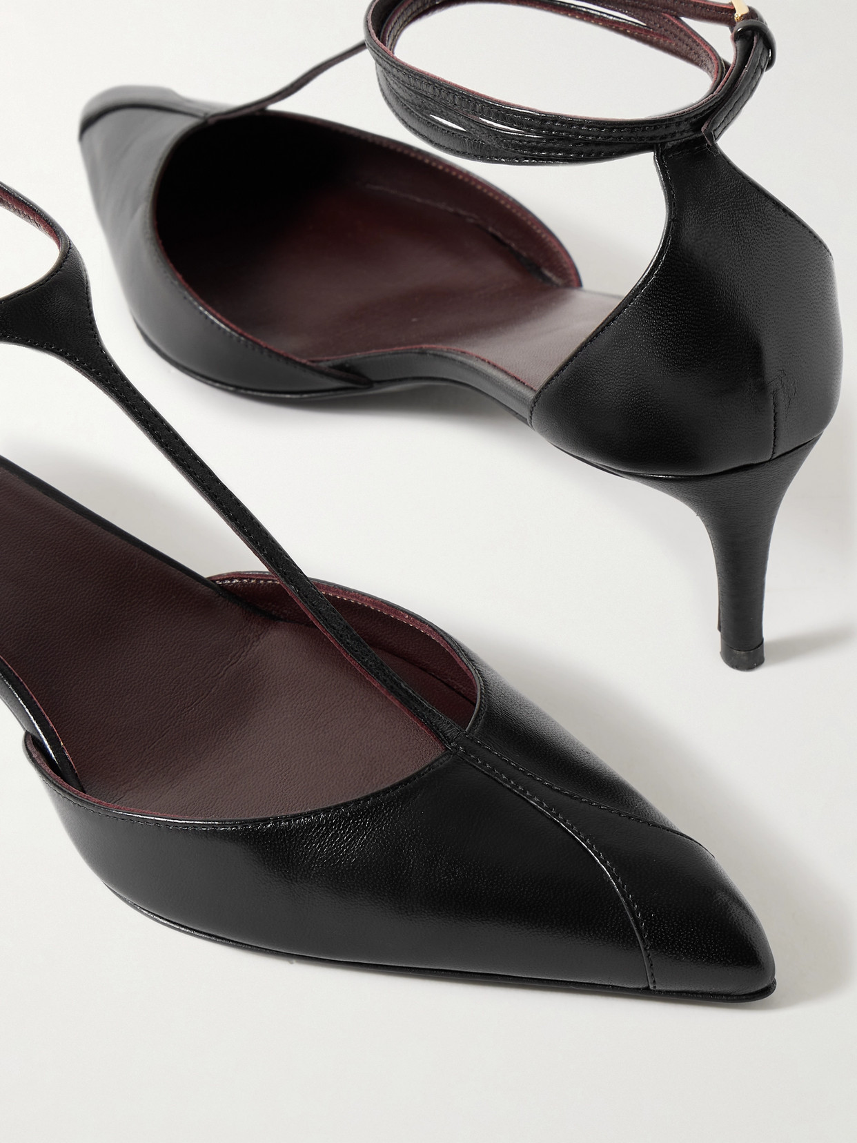 Khaite Pointed Toe Black Ankle Strap Sandals In Black