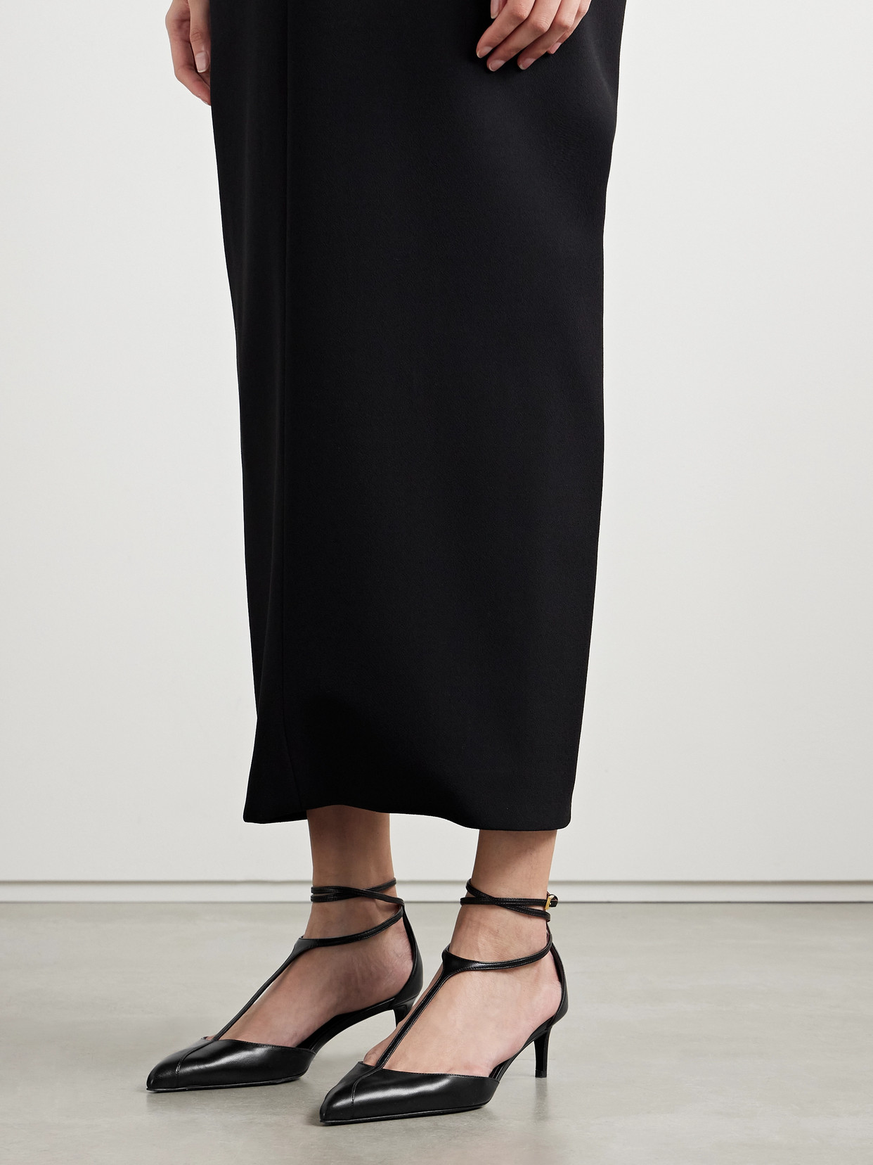 Khaite Pointed Toe Black Ankle Strap Sandals In Black