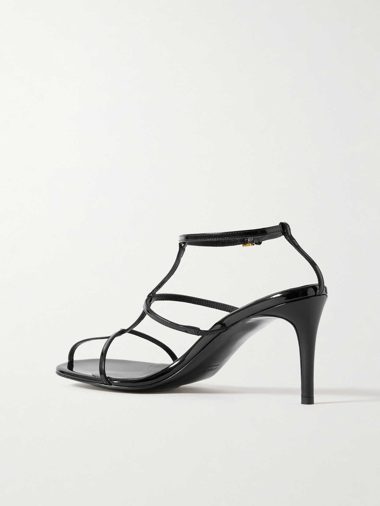 Khaite Black Leather Loop Sandals In Black