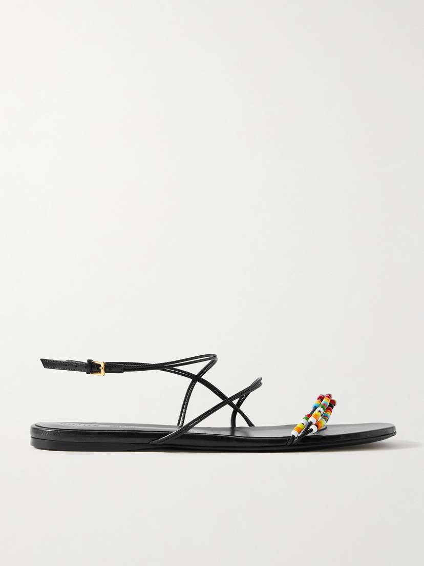 Khaite Loop Bead-embellished Leather Sandals