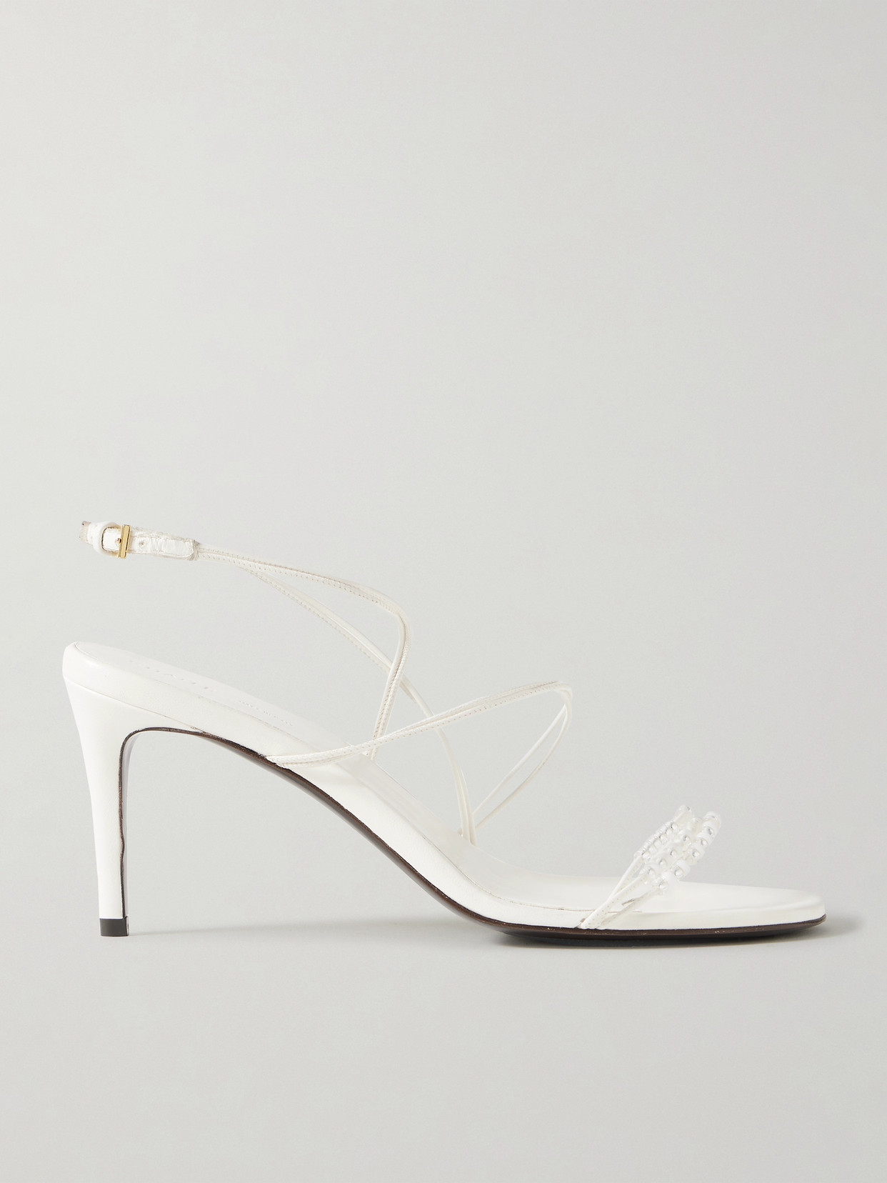 Khaite Loop Bead-embellished Leather Sandals In White