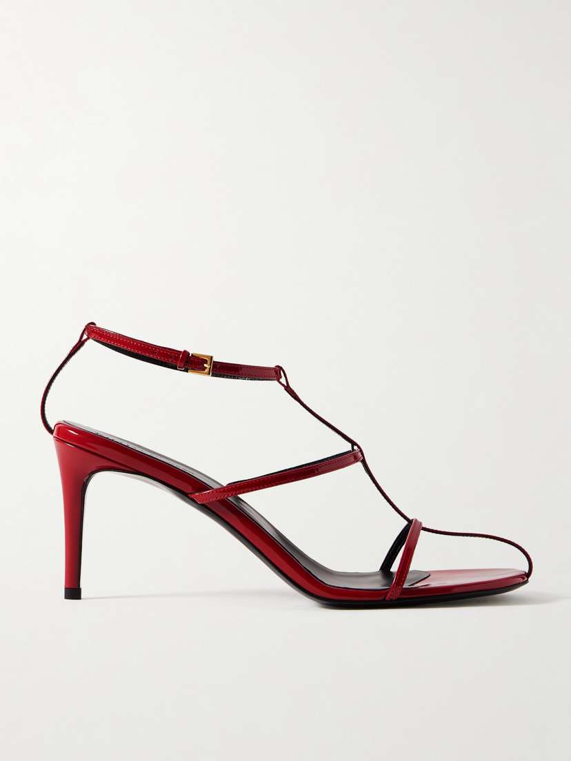 Khaite — Cage patent-leather sandals