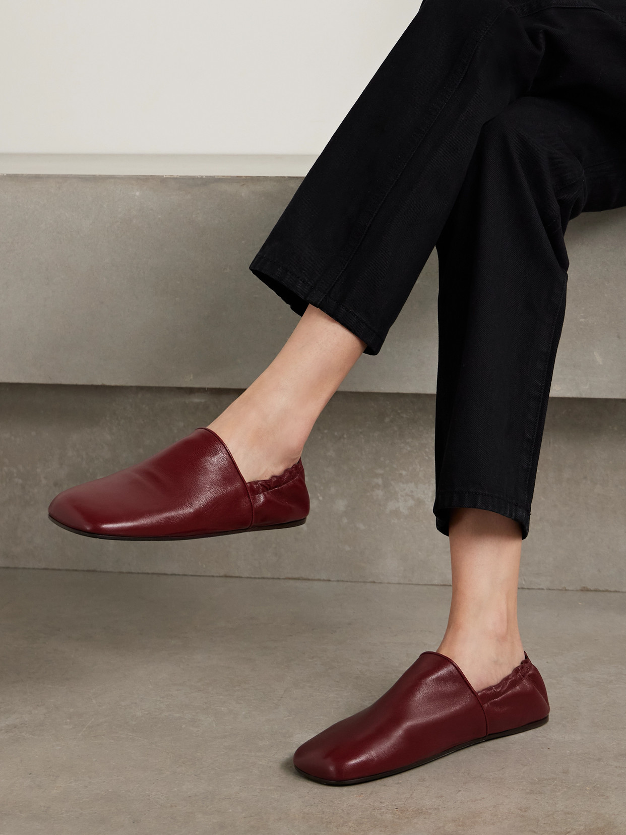Khaite Banks Leather Slip-on Shoes
