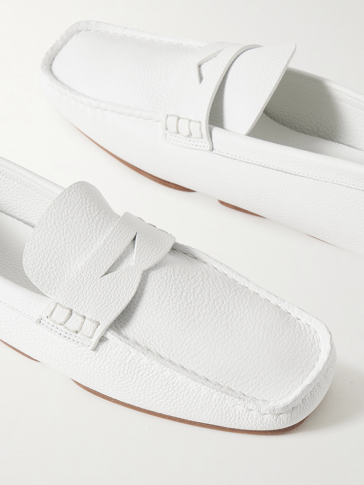 Khaite Billy Textured-leather Loafers In White