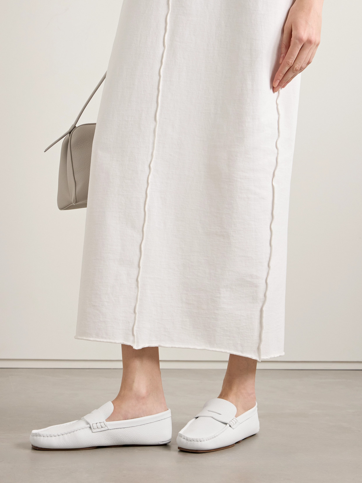 Khaite Billy Textured-leather Loafers In White