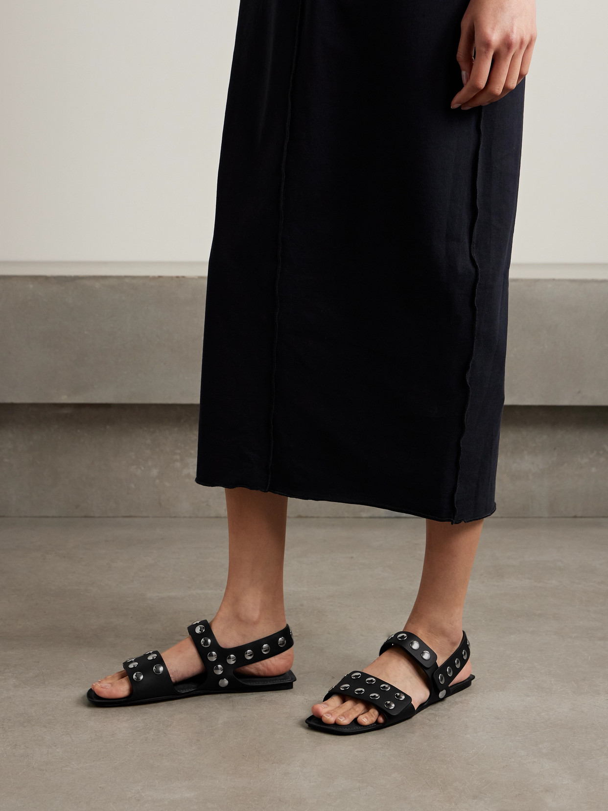 Khaite Boden Silver Studded Leather Sandals