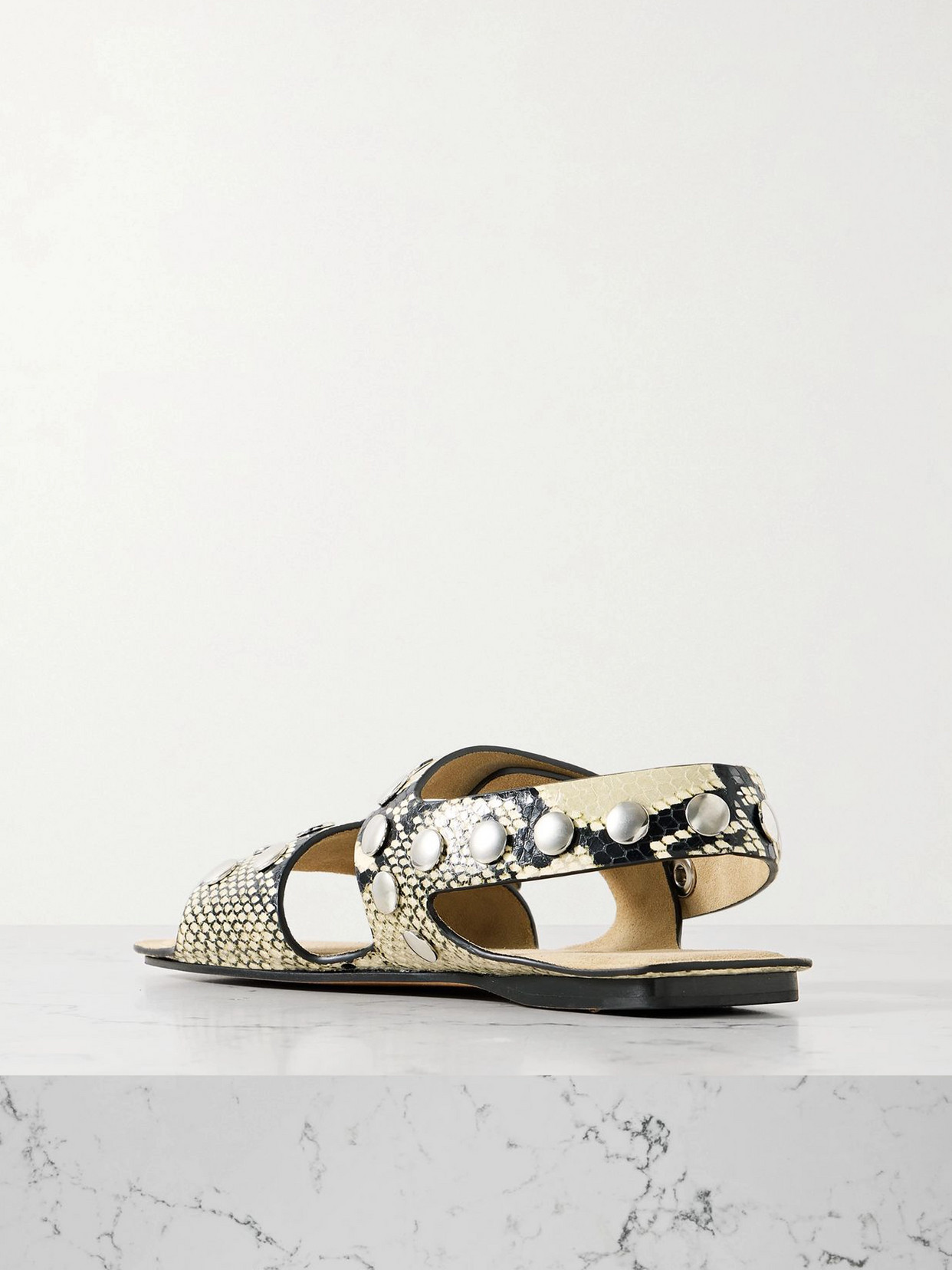 Khaite Boden Studded Snake-effect Leather Sandals
