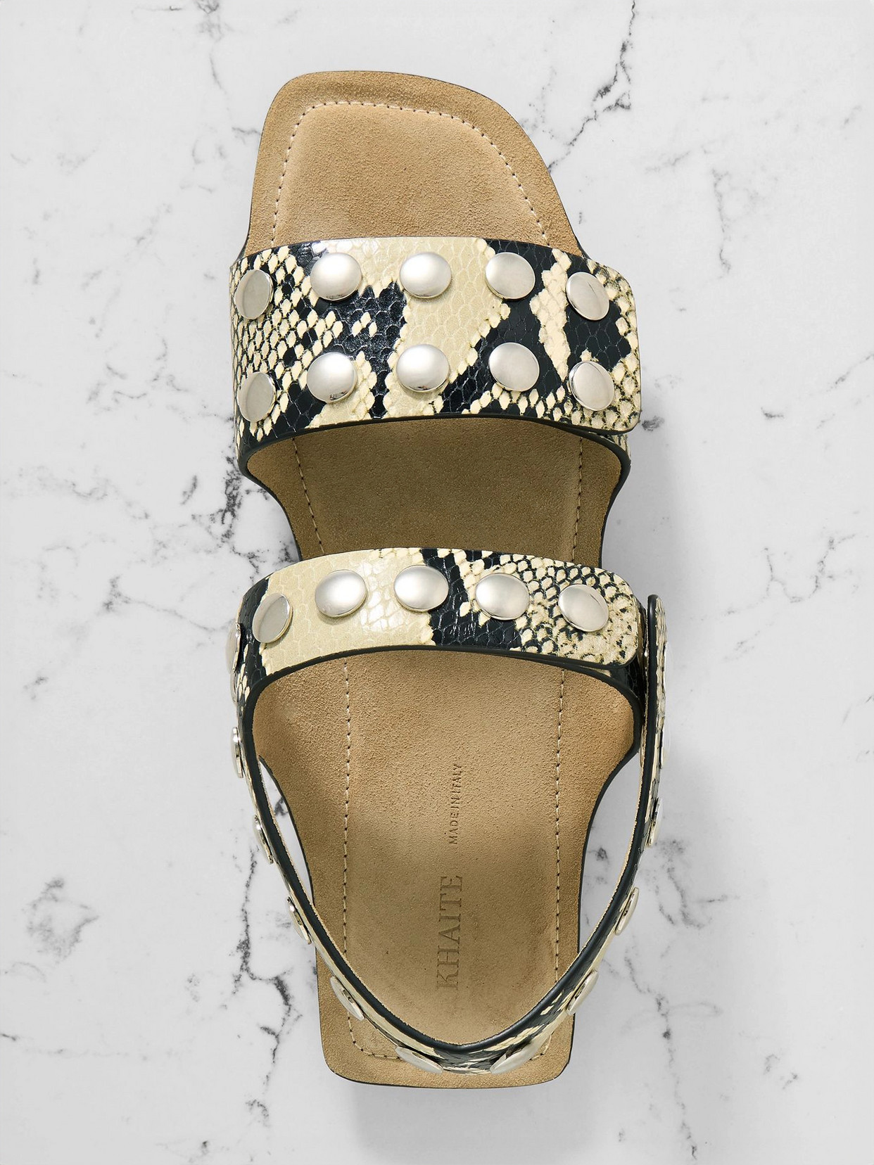 Khaite Boden Studded Snake-effect Leather Sandals